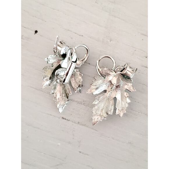 Vintage Silver Tone Violet and Pink Grape Cluster Brooch & Earrings Set - Picture 6 of 8